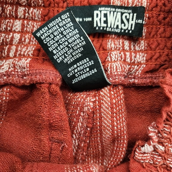 Rewash American Original Linen Blend Boho Rust Striped Pants - Picture 9 of 12